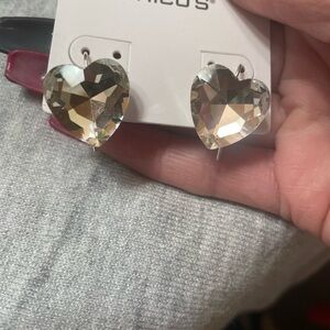 Chico's Silver Heart Crystal Earrings